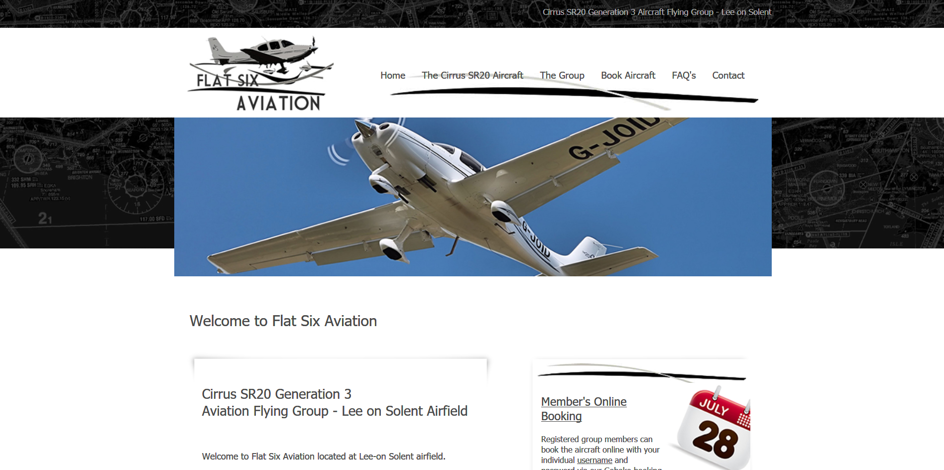 Sample of the design work on the Flat Six Aviation website